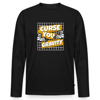 Curse You Gravity Broken Bone Broken Finger Bone - Men's Premium Organic Long Sleeve Shirt - black - Front - Nico (187cm)