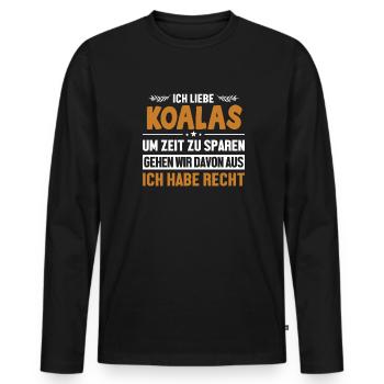 Koalas haben immer Recht Koalabear Eucalyptus - T-shirt manches longues Premium bio Homme - noir - Devant - Nico (187cm)