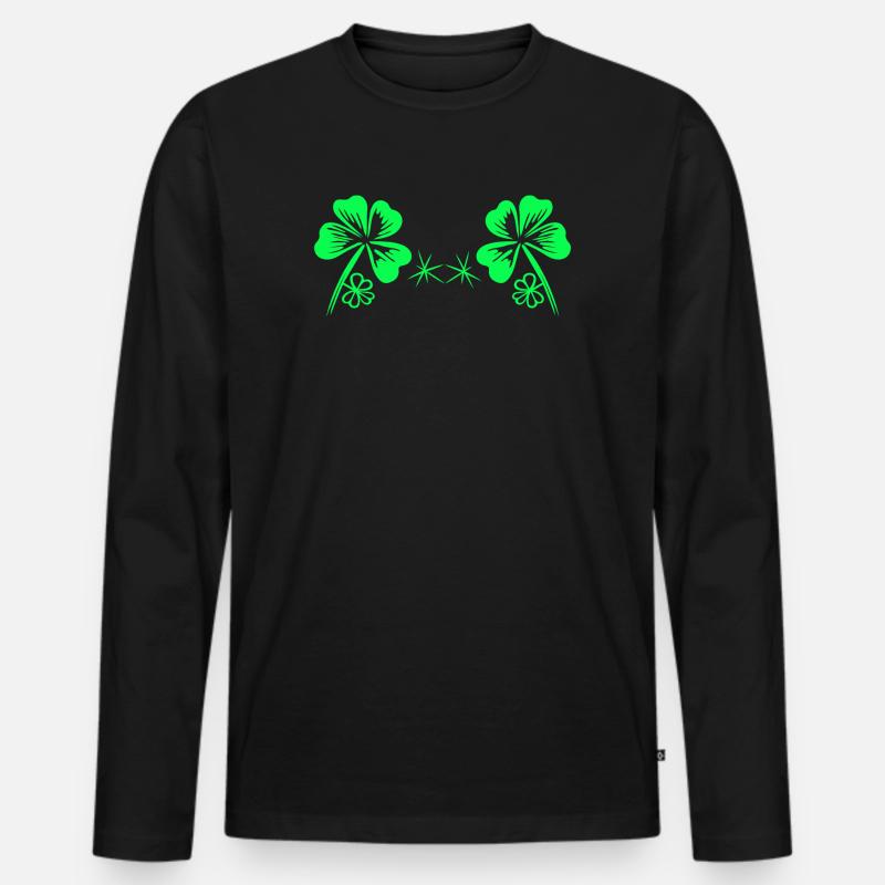 BH St Patricks Day Kleeblatt Bra Bikini - Männer Premium Bio Langarmshirt - Schwarz