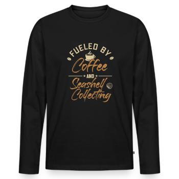 Alimenté par le café et les coquillages Collecte de coquillages - T-shirt manches longues Premium bio Homme - noir - Devant - Nico (187cm)