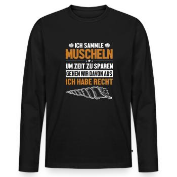 Muscheln haben immer Recht Shell Hunter Seashell - T-shirt manches longues Premium bio Homme - noir - Devant - Nico (187cm)