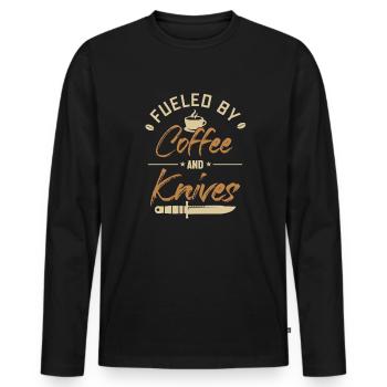 Angetrieben von Kaffee und Messern Metzgermesser Messer - Männer Premium Bio Langarmshirt - Schwarz - Vorne - Nico (187cm)