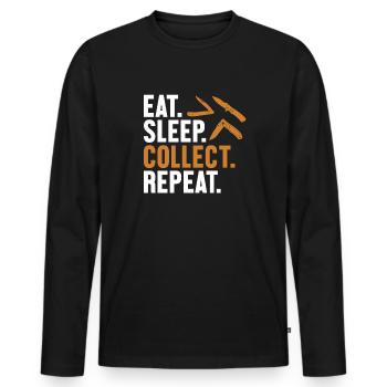Eat Sleep Collect Repeat Restoration Lover Messer - Männer Premium Bio Langarmshirt - Schwarz - Vorne - Nico (187cm)