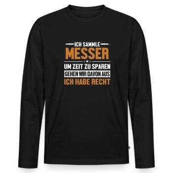 Messer hat immer Recht Butcher Knife Lover Knife - Men's Premium Organic Long Sleeve Shirt - black - Front - Nico (187cm)