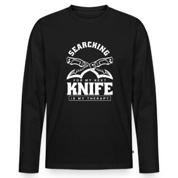 Searching For My Next Knife Butcher Knife Knife - Men's Premium Organic Long Sleeve Shirt - black - Front - Nico (187cm)