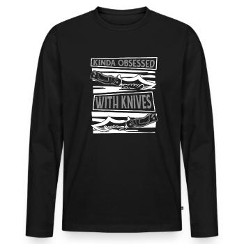 Irgendwie besessen von Messern Metzgermesser Messer - Männer Premium Bio Langarmshirt - Schwarz - Vorne - Nico (187cm)