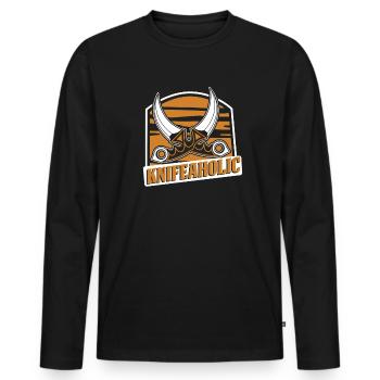 Knifeaholic Metzgermesser Sammlermesser - Männer Premium Bio Langarmshirt - Schwarz - Vorne - Nico (187cm)
