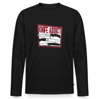 Knife Addict Metzgermesser Sammlermesser - Männer Premium Bio Langarmshirt - Schwarz - Vorne - Nico (187cm)