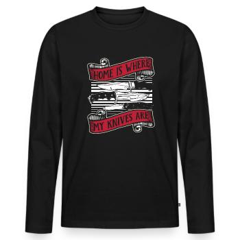 Home Is Where My Knives Are Butcher Knife Knife - Men's Premium Organic Long Sleeve Shirt - black - Front - Nico (187cm)