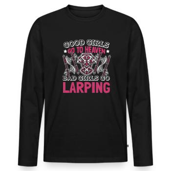 Bad Girls Go Larping LARPing Armor Weapons - Men's Premium Organic Long Sleeve Shirt - black - Front - Nico (187cm)