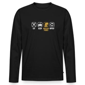 Manger Dormir Énergie nucléaire Répéter Uranium Nucléaire - T-shirt manches longues Premium bio Homme - noir - Devant - Nico (187cm)