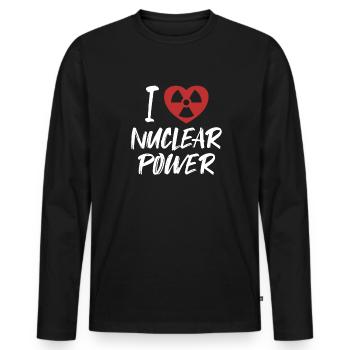 J’aime l’énergie nucléaire L’uranium Nucléaire - T-shirt manches longues Premium bio Homme - noir - Devant - Nico (187cm)