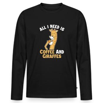 Kaffee und meine Giraffen, Giraffidae, Nubien, Afrikaner - Männer Premium Bio Langarmshirt - Schwarz - Vorne - Nico (187cm)