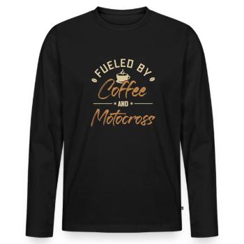 Fueled by Coffee and Motocross Motorcycle Racing - Men's Premium Organic Long Sleeve Shirt - black - Front - Nico (187cm)