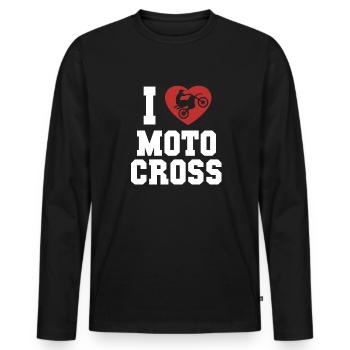 Ich liebe Motocross-Rennen Supermoto-Motorrad - Männer Premium Bio Langarmshirt - Schwarz - Vorne - Nico (187cm)
