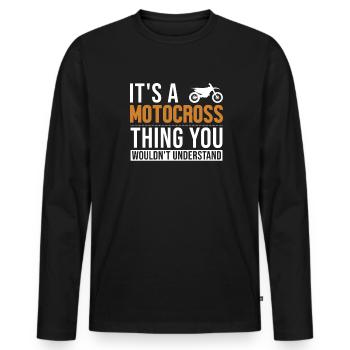 C’est un truc de motocross qui fait de la course Supermoto - T-shirt manches longues Premium bio Homme - noir - Devant - Nico (187cm)