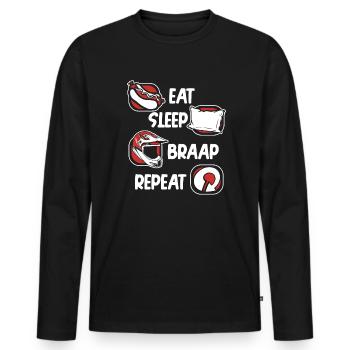 Eat Sleep Braap Repeat Supermoto Motorcycle - Men's Premium Organic Long Sleeve Shirt - black - Front - Nico (187cm)