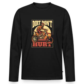 Dirt Don't Hurt Motorcycle Racing Supermoto - Men's Premium Organic Long Sleeve Shirt - black - Front - Nico (187cm)
