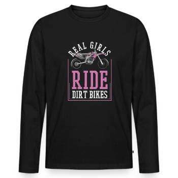 Echte Mädchen fahren Dirt Bikes Supermoto Motorrad - Männer Premium Bio Langarmshirt - Schwarz - Vorne - Nico (187cm)