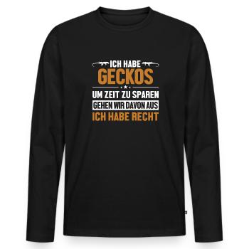 Geckobesitzer hat immer Recht Lizard Gekkota - Männer Premium Bio Langarmshirt - Schwarz - Vorne - Nico (187cm)