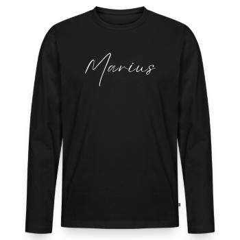 Marius Name T-Shirt Geschenk Für Männer - Männer Premium Bio Langarmshirt - Schwarz - Vorne - Nico (187cm)