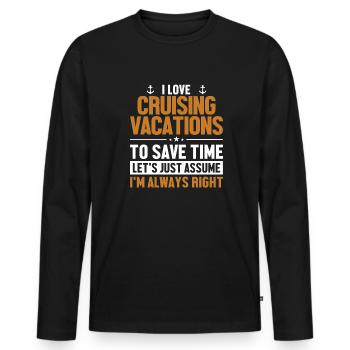 Vacances en croisière Supposons que j’ai raison Croisière - T-shirt manches longues Premium bio Homme - noir - Devant - Nico (187cm)
