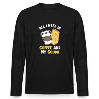 Le café et mon gouda Maker Queso Cheesemonger - T-shirt manches longues Premium bio Homme - noir - Devant - Nico (187cm)