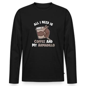 Coffee and my Armadillo Pink Fairy Cingulata - Men's Premium Organic Long Sleeve Shirt - black - Front - Nico (187cm)