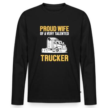 Fière épouse d’un camionneur talentueux Trucker Lover - T-shirt manches longues Premium bio Homme - noir - Devant - Nico (187cm)