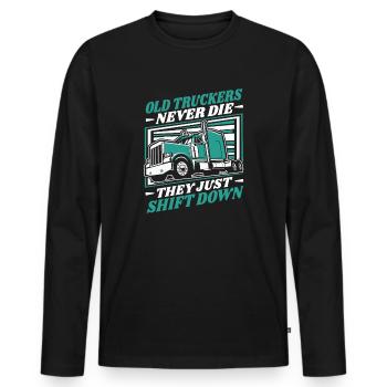 Old Truckers Never Die Trucker Legends Truckie - Men's Premium Organic Long Sleeve Shirt - black - Front - Nico (187cm)