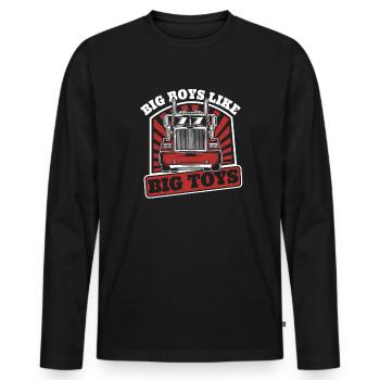 Big Boys Like Big Toys Trucker Truckie Legends - Men's Premium Organic Long Sleeve Shirt - black - Front - Nico (187cm)