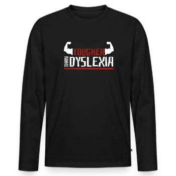 Plus dur que la dyslexie Apraxie Thérapeute de la dyslexie - T-shirt manches longues Premium bio Homme - noir - Devant - Nico (187cm)