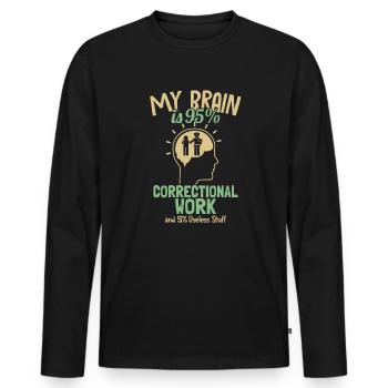 Mon cerveau est composé à 95 % de services correctionnels - T-shirt manches longues Premium bio Homme - noir - Devant - Nico (187cm)