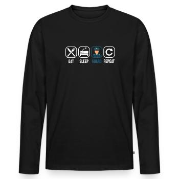 Manger Dormir Garde Policiers Répétitif Corrections - T-shirt manches longues Premium bio Homme - noir - Devant - Nico (187cm)