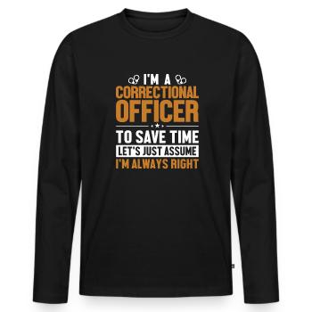 Agent correctionnel : Supposons que j’ai raison - T-shirt manches longues Premium bio Homme - noir - Devant - Nico (187cm)
