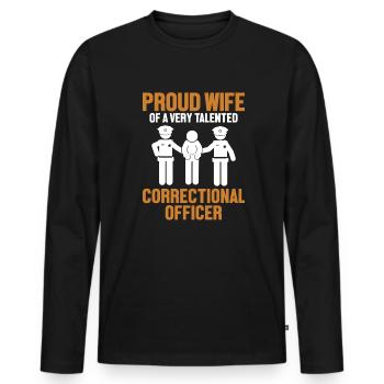 Fière épouse d'un agent correctionnel - T-shirt manches longues Premium bio Homme - noir - Devant - Nico (187cm)