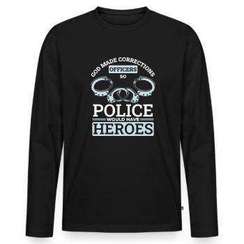 La police aurait donc un gardien de prison pour les héros - T-shirt manches longues Premium bio Homme - noir - Devant - Nico (187cm)