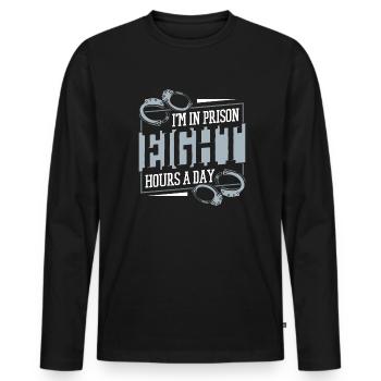 Je suis en prison huit heures par jour Corrections - T-shirt manches longues Premium bio Homme - noir - Devant - Nico (187cm)