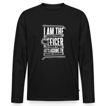 Agent correctionnel : Supposons que j’ai raison - T-shirt manches longues Premium bio Homme - noir - Devant - Nico (187cm)