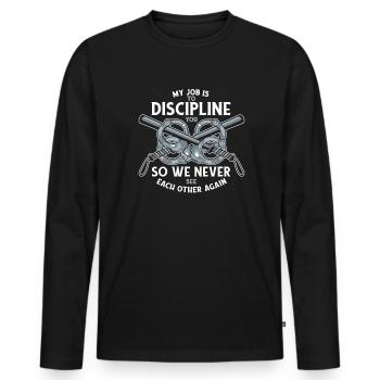 Meine Aufgabe ist es, dich Gefängniswärter zu disziplinieren - Männer Premium Bio Langarmshirt - Schwarz - Vorne - Nico (187cm)
