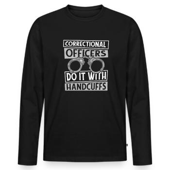 Faites-le avec des menottes Prison Guard Corrections - T-shirt manches longues Premium bio Homme - noir - Devant - Nico (187cm)