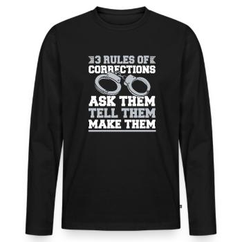3 Règles des services correctionnels Agents de police Services correctionnels - T-shirt manches longues Premium bio Homme - noir - Devant - Nico (187cm)