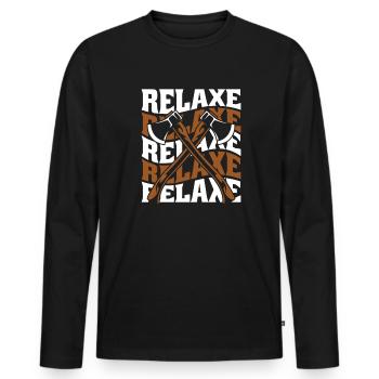 Relax Axe Throwing Game Competition Professional - Men's Premium Organic Long Sleeve Shirt - black - Front - Nico (187cm)