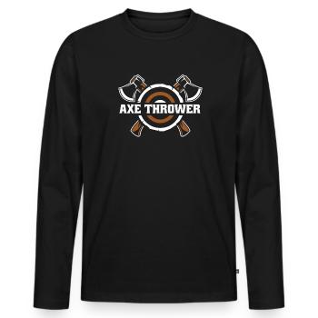 Axe Thrower Axe Throwing Game Competition Axe - Men's Premium Organic Long Sleeve Shirt - black - Front - Nico (187cm)