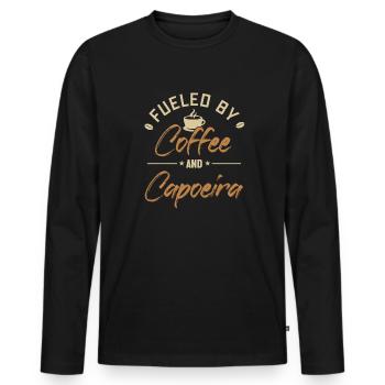 Alimenté par le café et la capoeira Capoeirista Ginga - T-shirt manches longues Premium bio Homme - noir - Devant - Nico (187cm)