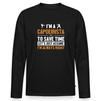 Capoeirista Nehmen wir an, ich habe Recht Ginga-Tanz - Männer Premium Bio Langarmshirt - Schwarz - Vorne - Nico (187cm)