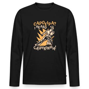 Capoeira J’ai entendu Caipirinha Ginga Capoeirista - T-shirt manches longues Premium bio Homme - noir - Devant - Nico (187cm)