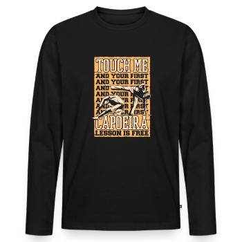 Touch Me And Your First Capoeira Lesson Is Free - Men's Premium Organic Long Sleeve Shirt - black - Front - Nico (187cm)