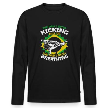 Der Tag, an dem ich aufhöre, den Ginga Capoeirista Tanz zu kicken - Männer Premium Bio Langarmshirt - Schwarz - Vorne - Nico (187cm)