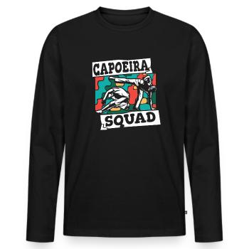 Danse de l’équipe de capoeira Ginga Capoeirista - T-shirt manches longues Premium bio Homme - noir - Devant - Nico (187cm)